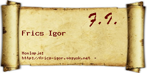 Frics Igor névjegykártya